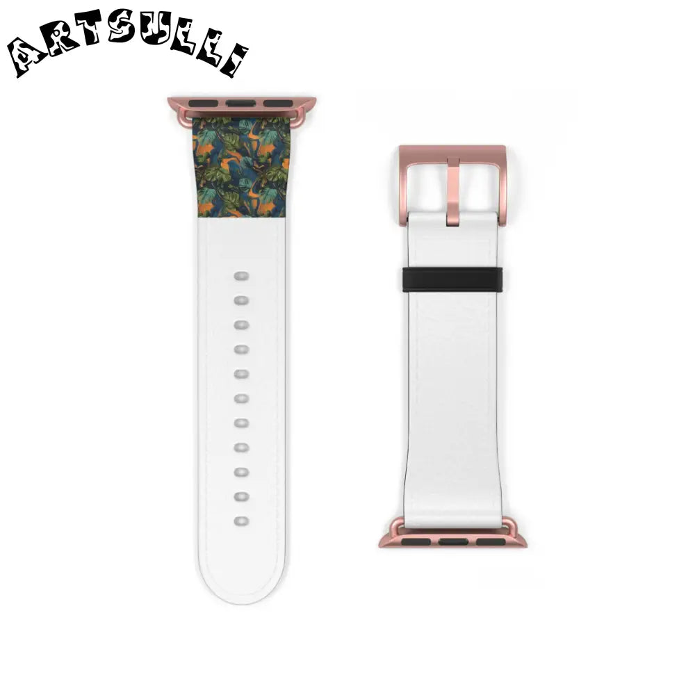 JAKKOUTTHEBXX Dark Green Patterned Faux Leather Apple Watch Band 2025