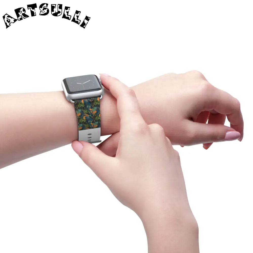 JAKKOUTTHEBXX Dark Green Patterned Faux Leather Apple Watch Band 2025