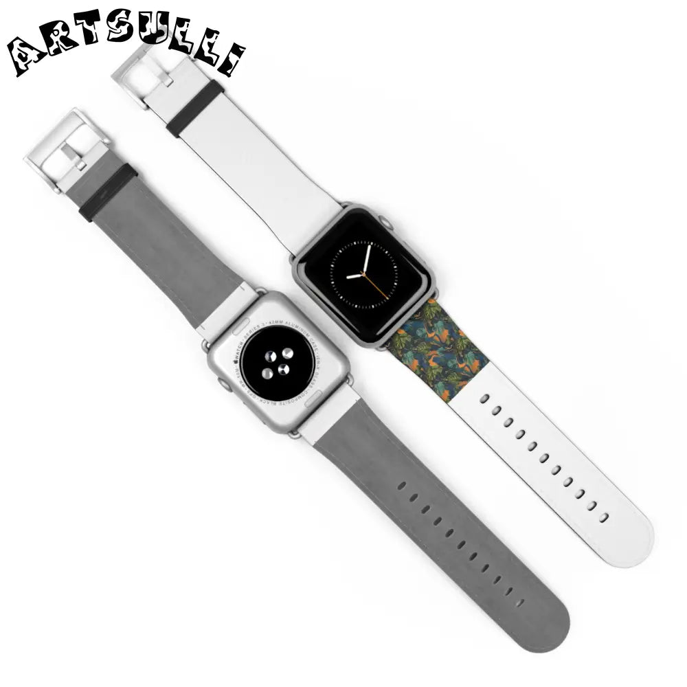 JAKKOUTTHEBXX Dark Green Patterned Faux Leather Apple Watch Band 2025
