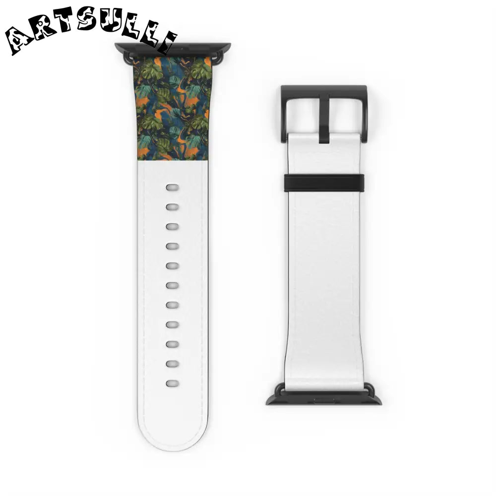JAKKOUTTHEBXX Dark Green Patterned Faux Leather Apple Watch Band 2025