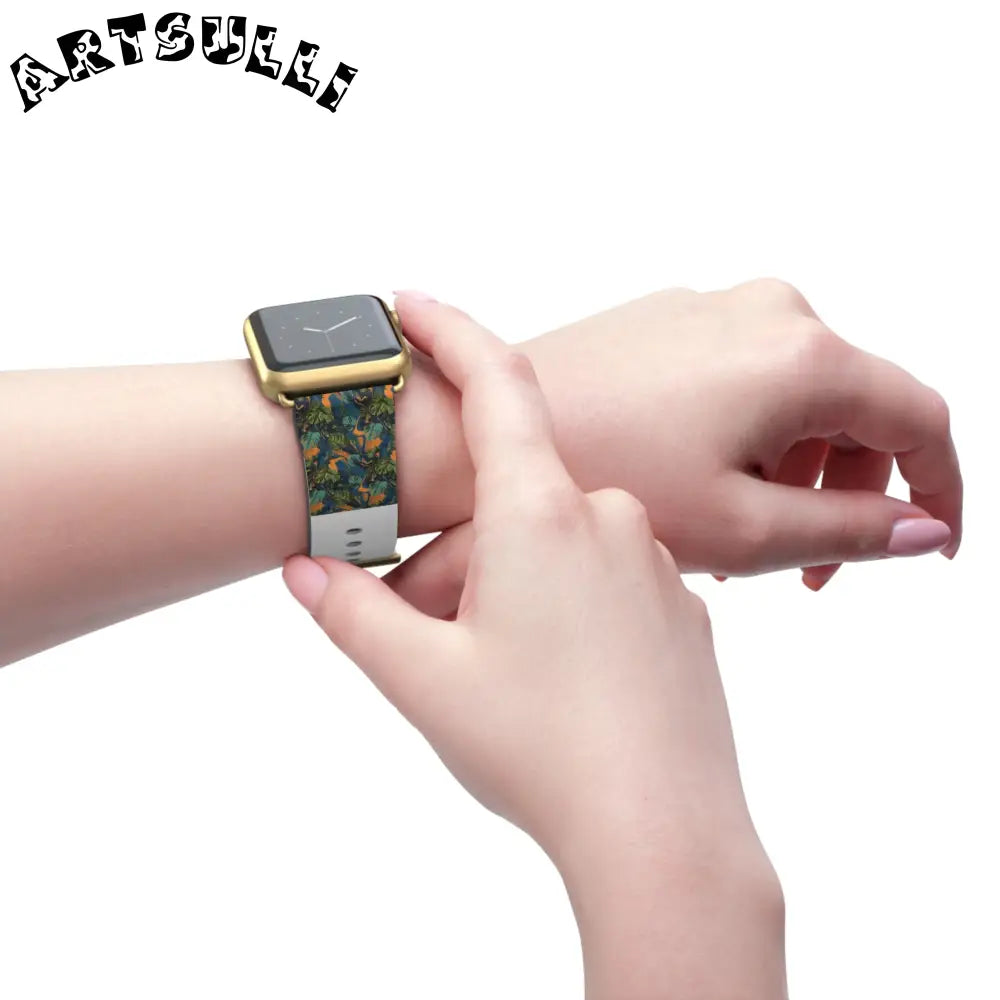 JAKKOUTTHEBXX Dark Green Patterned Faux Leather Apple Watch Band 2025