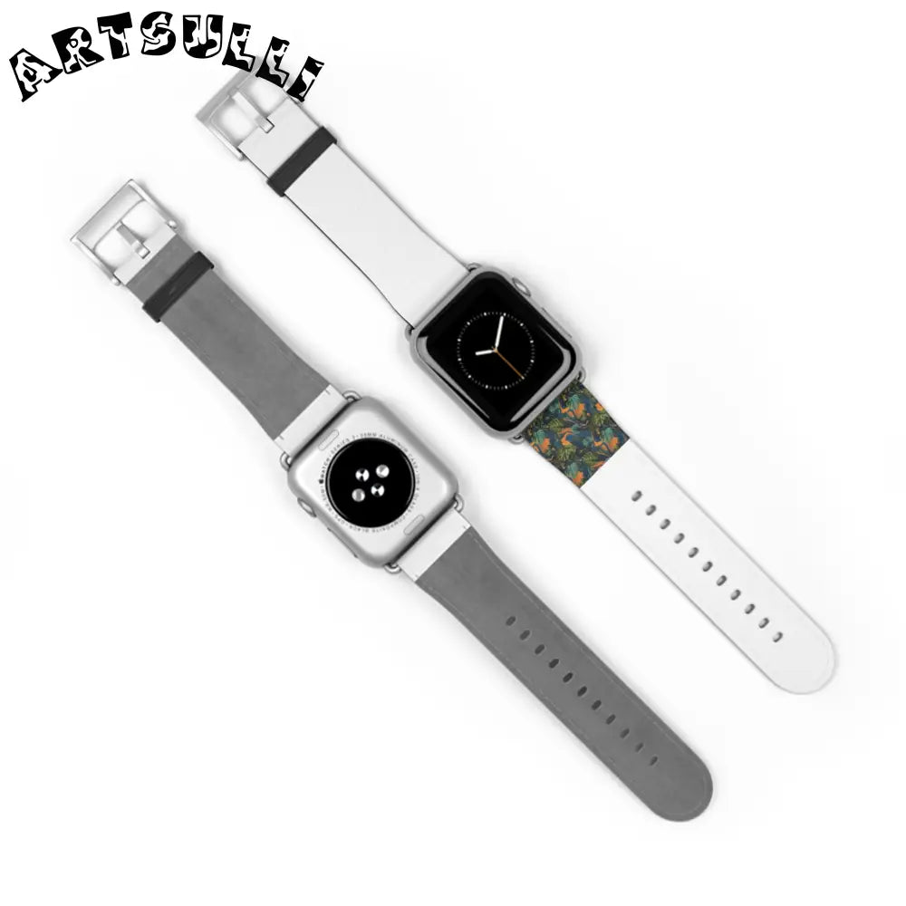 JAKKOUTTHEBXX Dark Green Patterned Faux Leather Apple Watch Band 2025