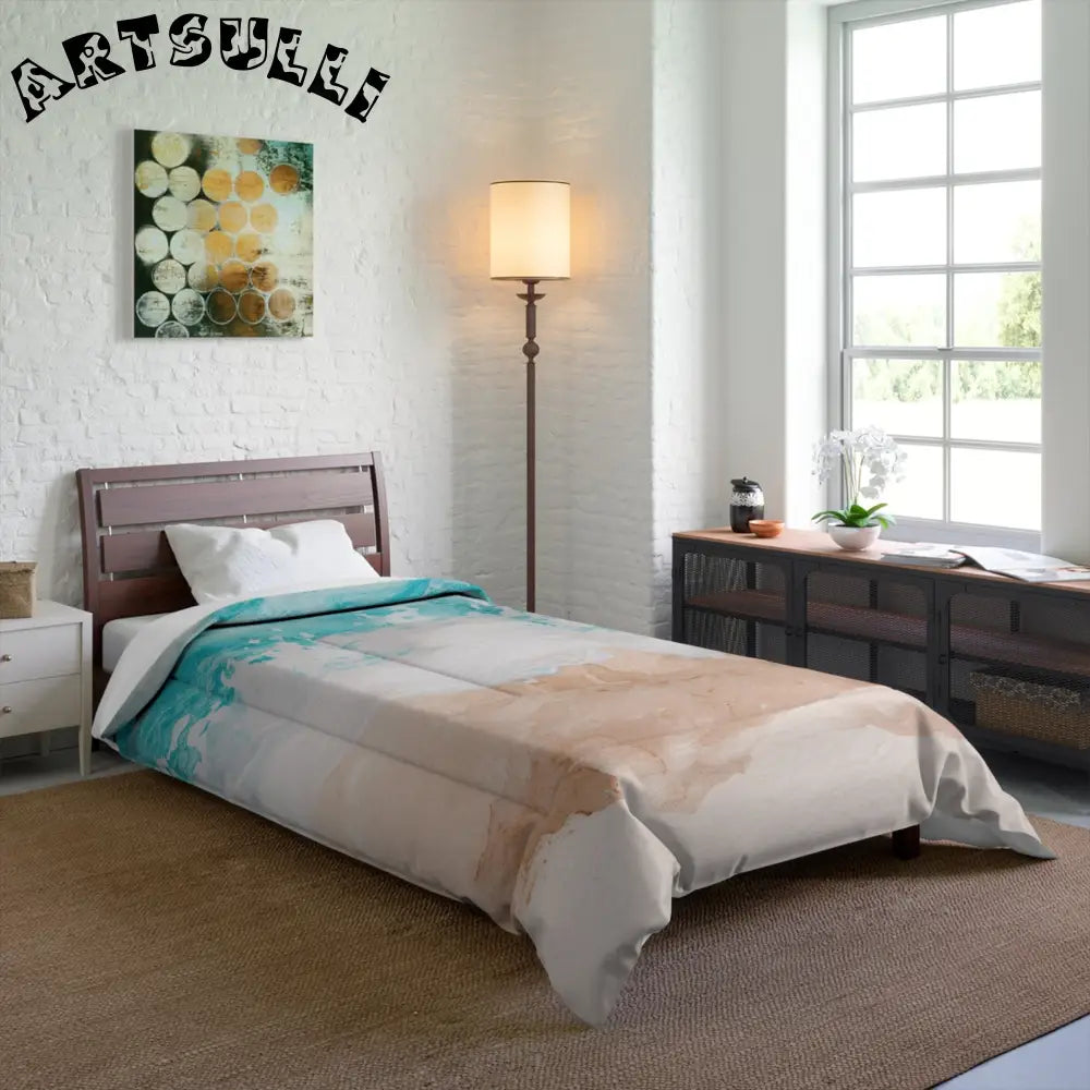 Watercolor Beach Scene Comforter, Artsulli - Art is Long, Life is Short, Home Decor, , , , , , , 