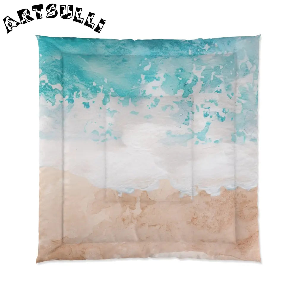 Watercolor Beach Scene Comforter, Artsulli - Art is Long, Life is Short, Home Decor, Size, 88" × 88", , , , , 29658468936348421390