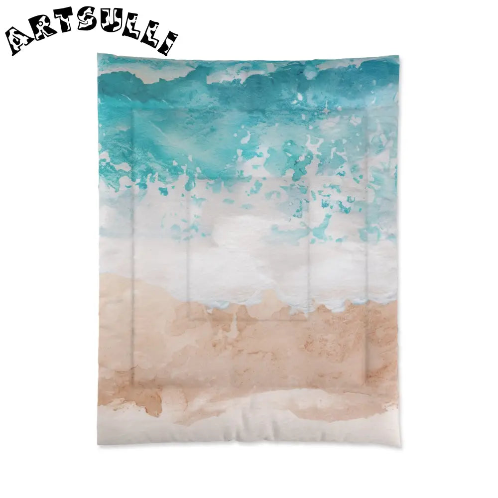 Watercolor Beach Scene Comforter, Artsulli - Art is Long, Life is Short, Home Decor, Size, 68" × 88", , , , , 21206267613289526629