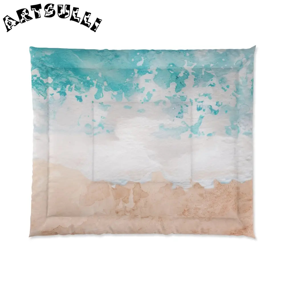 Watercolor Beach Scene Comforter, Artsulli - Art is Long, Life is Short, Home Decor, Size, 104" × 88", , , , , 82419004112022519474