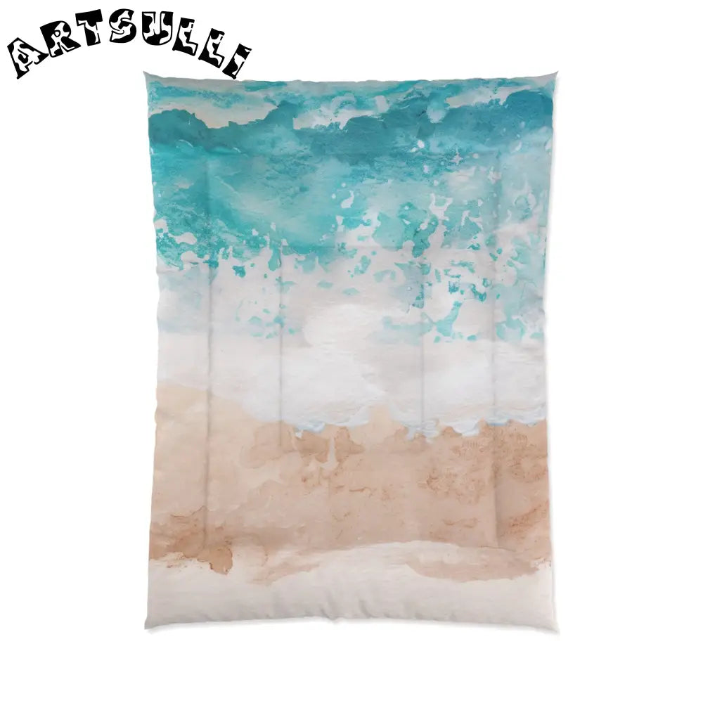 Watercolor Beach Scene Comforter, Artsulli - Art is Long, Life is Short, Home Decor, Size, 68" × 92", , , , , 48269026033046338105
