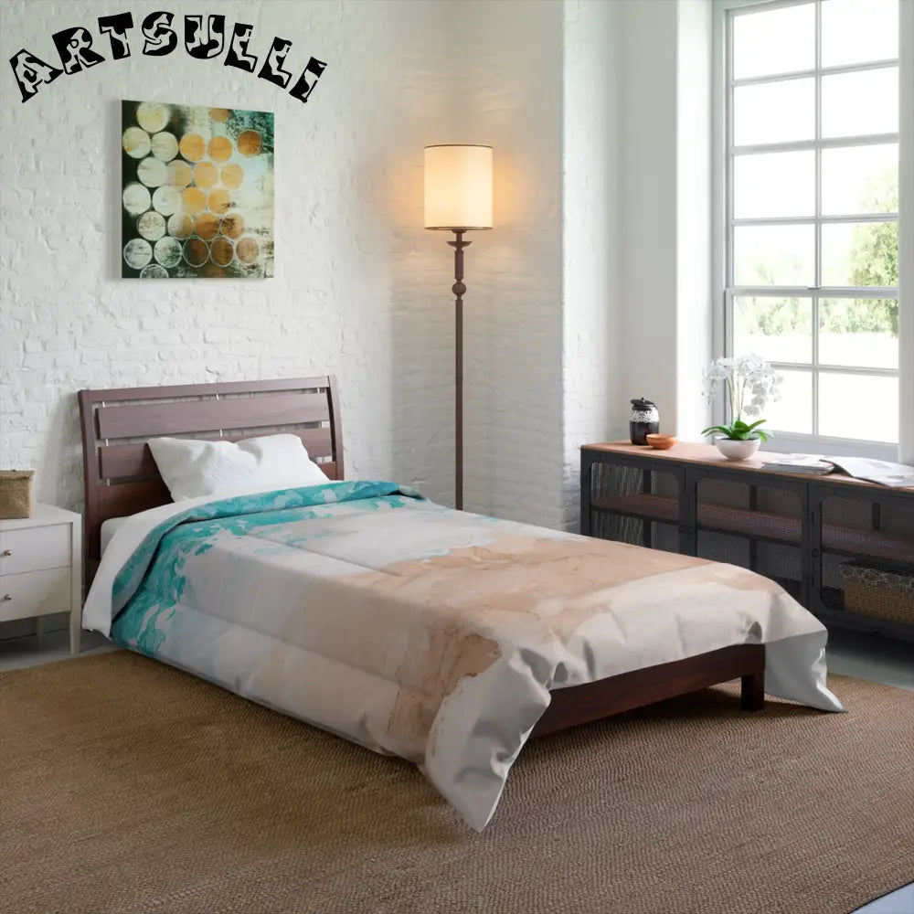 Watercolor Beach Scene Comforter, Artsulli - Art is Long, Life is Short, Home Decor, , , , , , , 