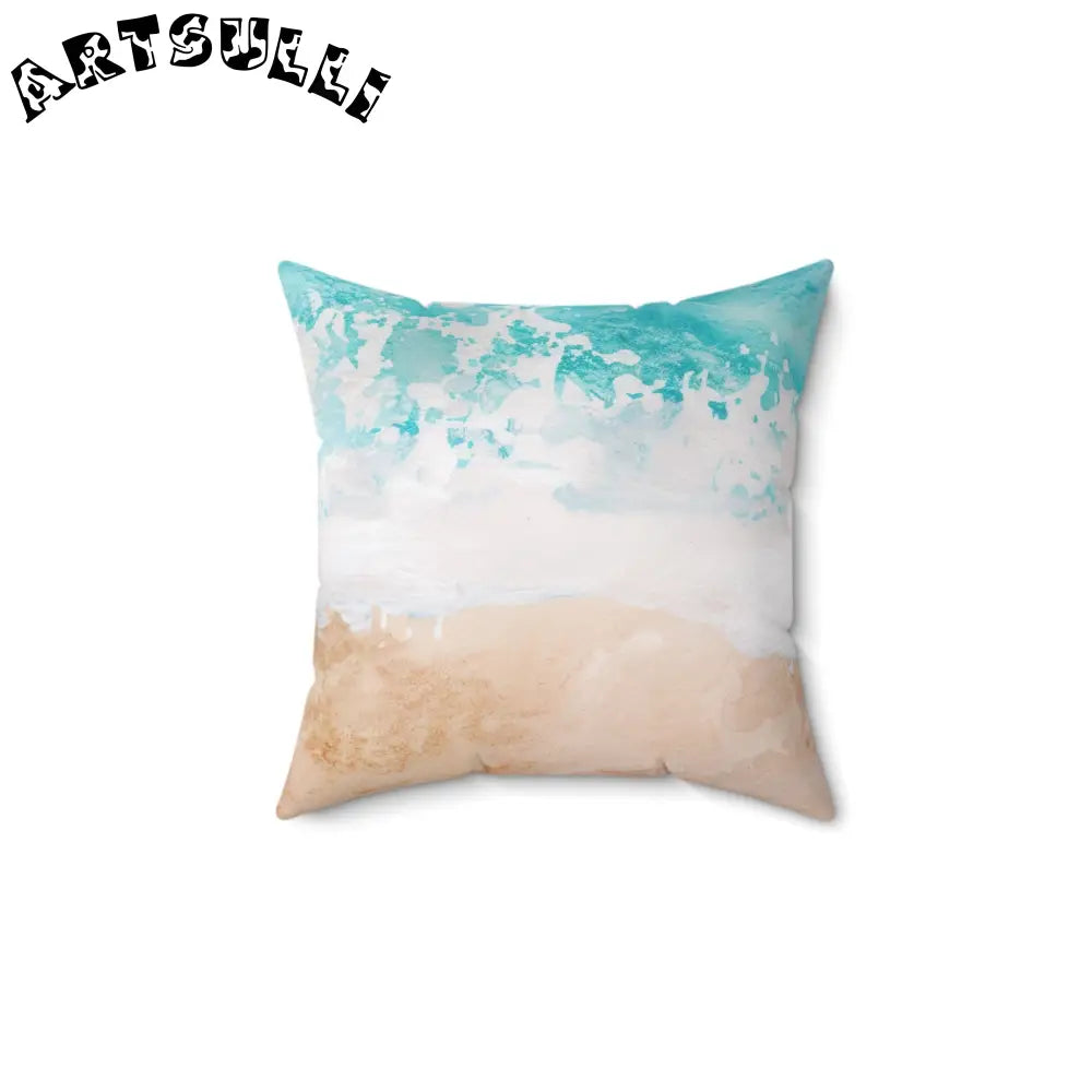 Watercolor Beach Scene Throw Pillow, Artsulli - Art is Long, Life is Short, Home Decor, Size, 14" × 14", , , , , 21361045093212458640