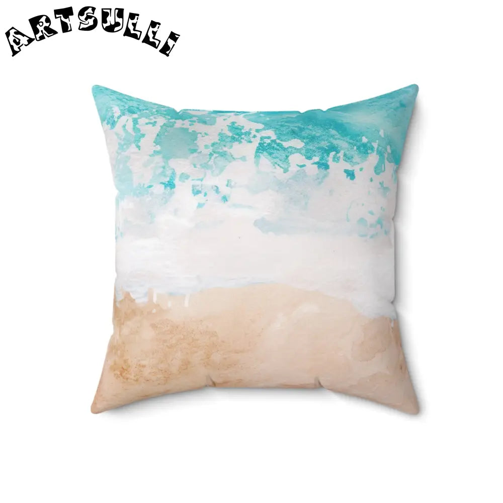 Watercolor Beach Scene Throw Pillow, Artsulli - Art is Long, Life is Short, Home Decor, Size, 18" × 18", , , , , 33223291228475660727