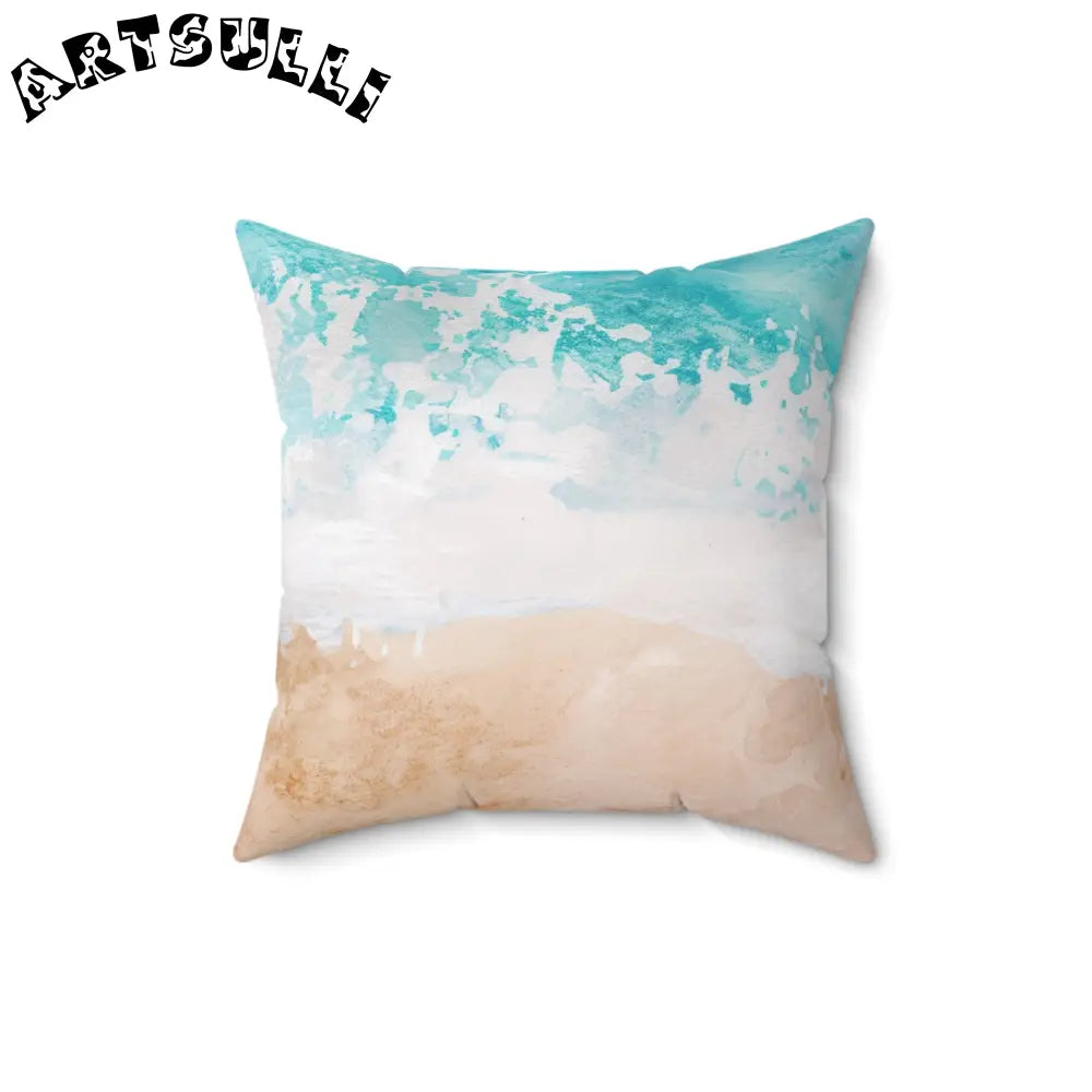 Watercolor Beach Scene Throw Pillow, Artsulli - Art is Long, Life is Short, Home Decor, Size, 16" × 16", , , , , 16585384019849771621