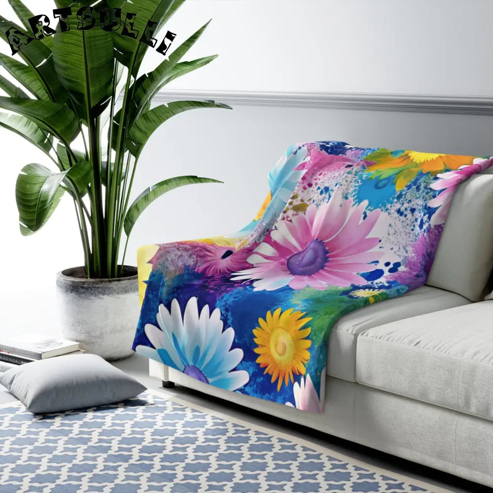 Watercolor Floral Cozy Fleece Blanket, Artsulli - Art is Long, Life is Short, Home Decor, , , , , , , 