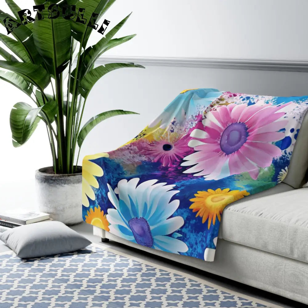 Watercolor Floral Cozy Fleece Blanket, Artsulli - Art is Long, Life is Short, Home Decor, , , , , , , 