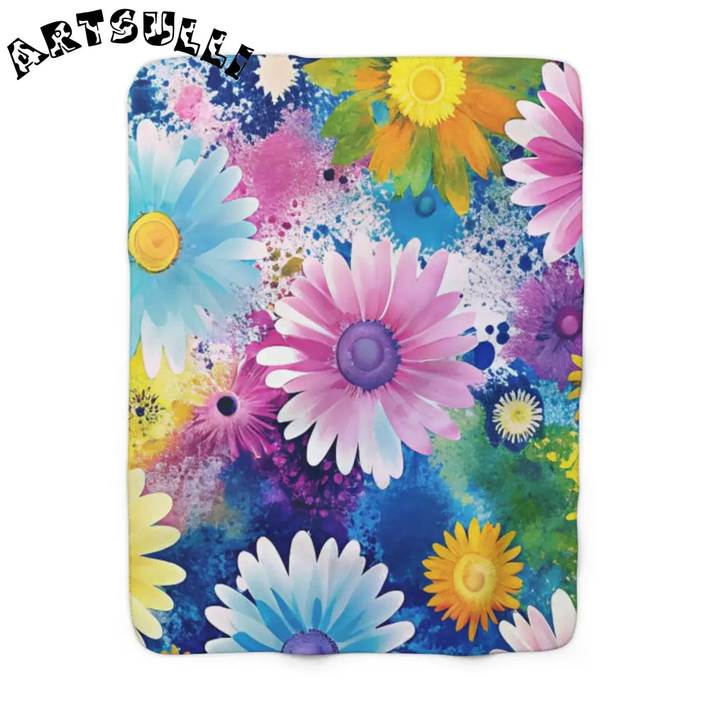 Watercolor Floral Cozy Fleece Blanket, Artsulli - Art is Long, Life is Short, Home Decor, Size, 50" × 60", , , , , 10689259423792