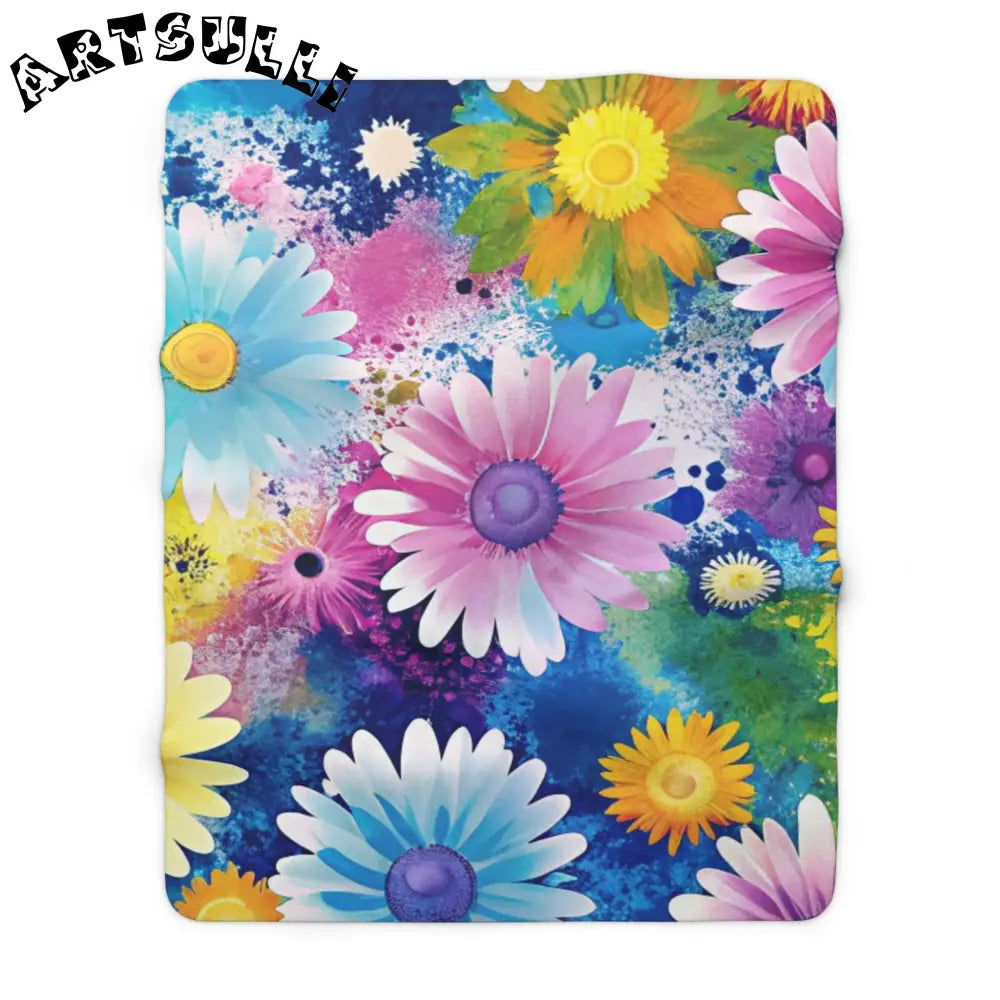 Watercolor Floral Cozy Fleece Blanket, Artsulli - Art is Long, Life is Short, Home Decor, Size, 60" × 80", , , , , 10688513533793