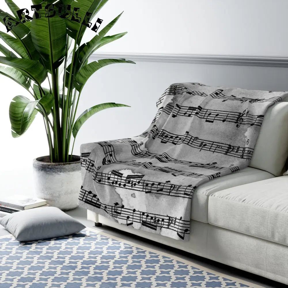 Watercolor Sheet Music Fleece Blanket, Artsulli - Art is Long, Life is Short, Home Decor, , , , , , , 