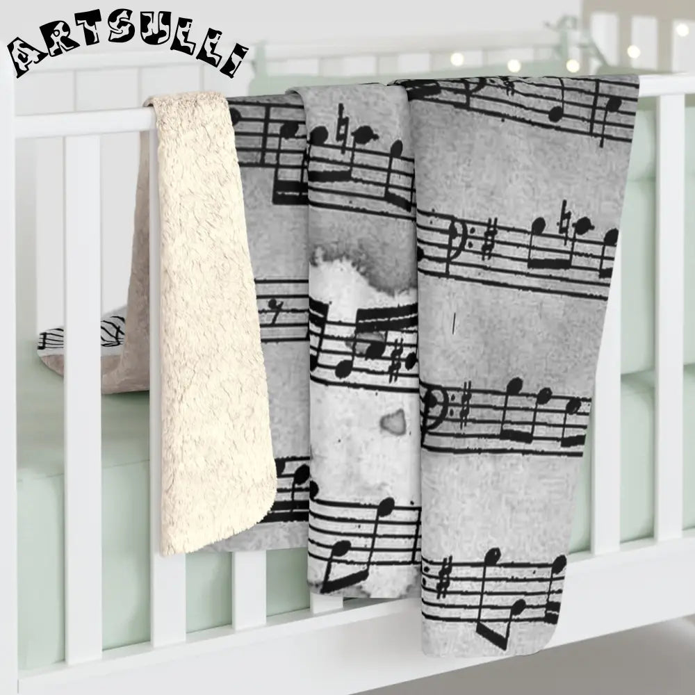 Watercolor Sheet Music Fleece Blanket, Artsulli - Art is Long, Life is Short, Home Decor, , , , , , , 