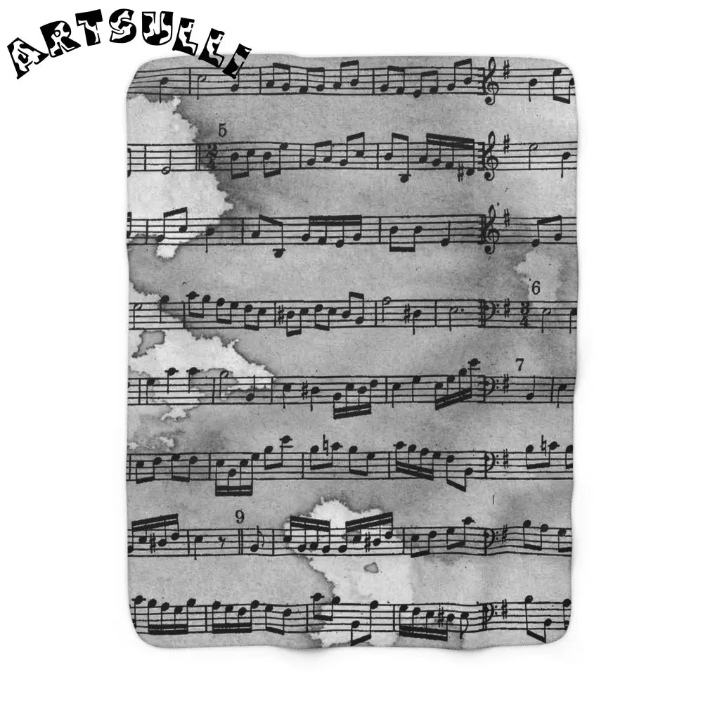 JAKKOUTTHEBXX Watercolor Sheet Music Fleece Blanket 2025