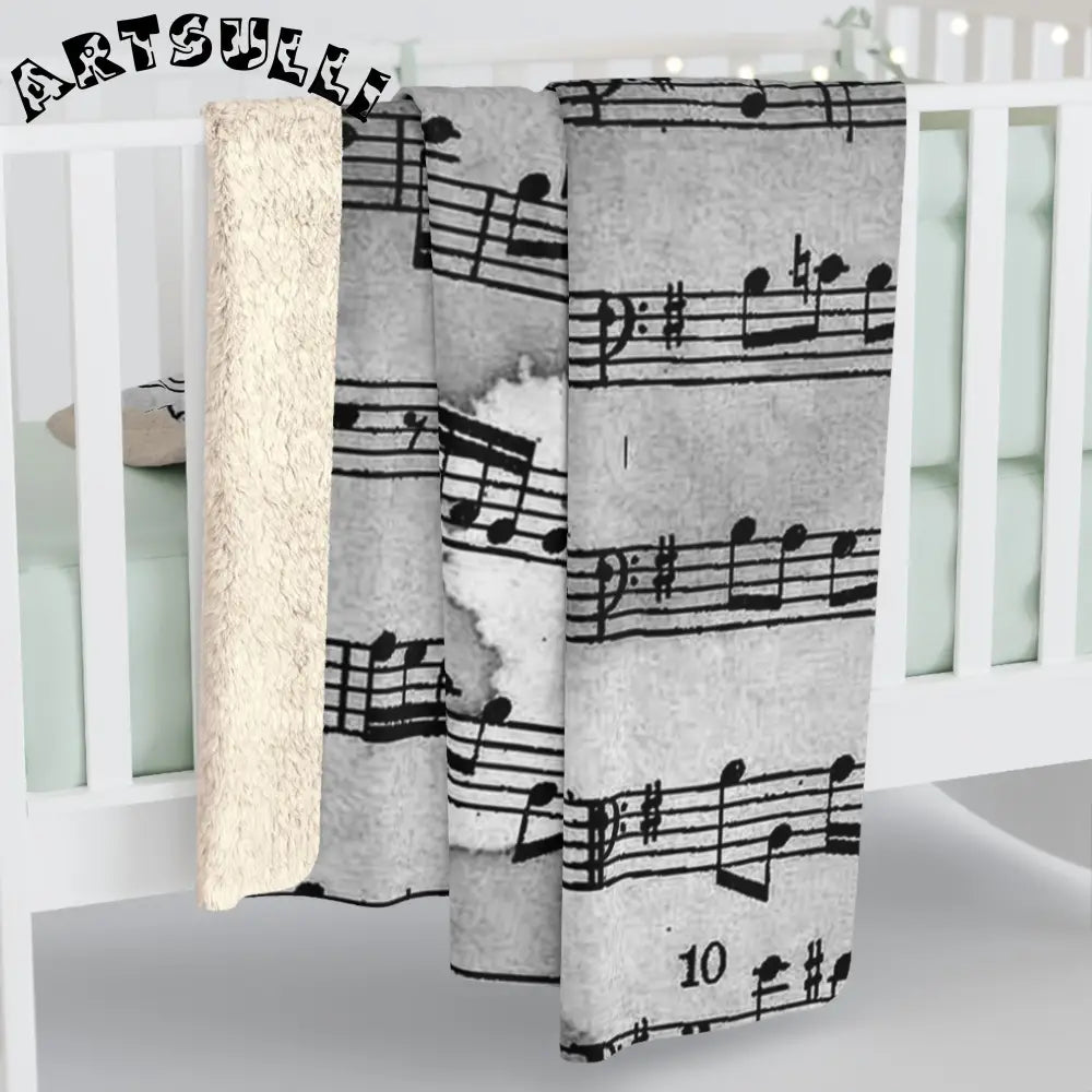 Watercolor Sheet Music Fleece Blanket, Artsulli - Art is Long, Life is Short, Home Decor, , , , , , , 
