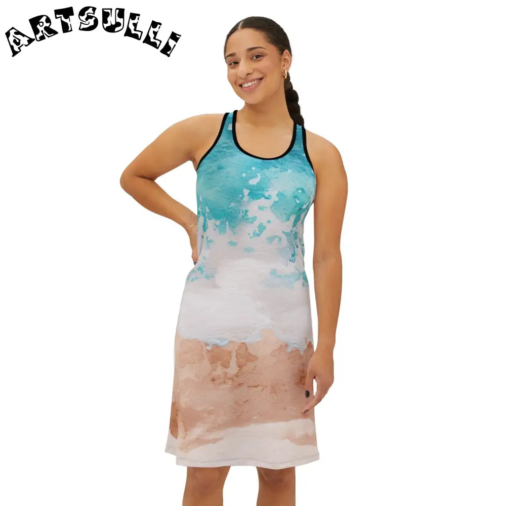 Watercolor Wave Tank Dress, Artsulli - Art is Long, Life is Short, Tank Top, , , , , , , 