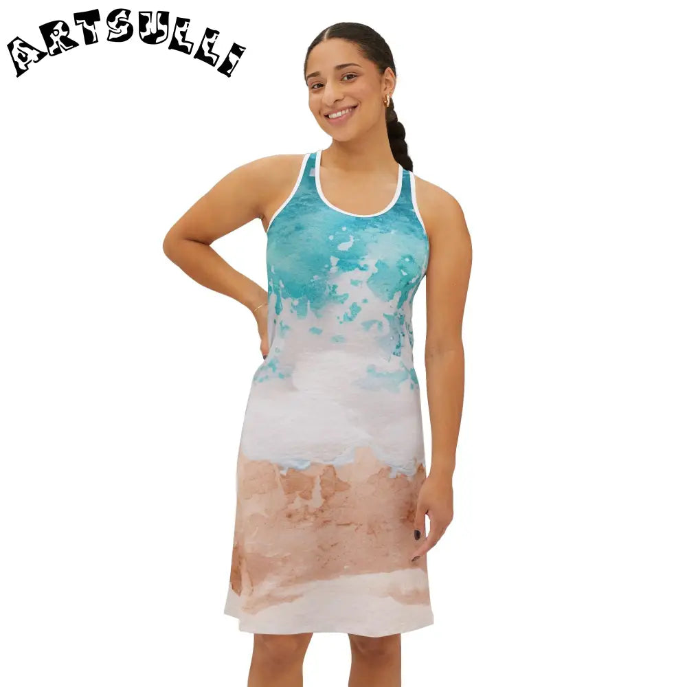Watercolor Wave Tank Dress, Artsulli - Art is Long, Life is Short, Tank Top, , , , , , , 