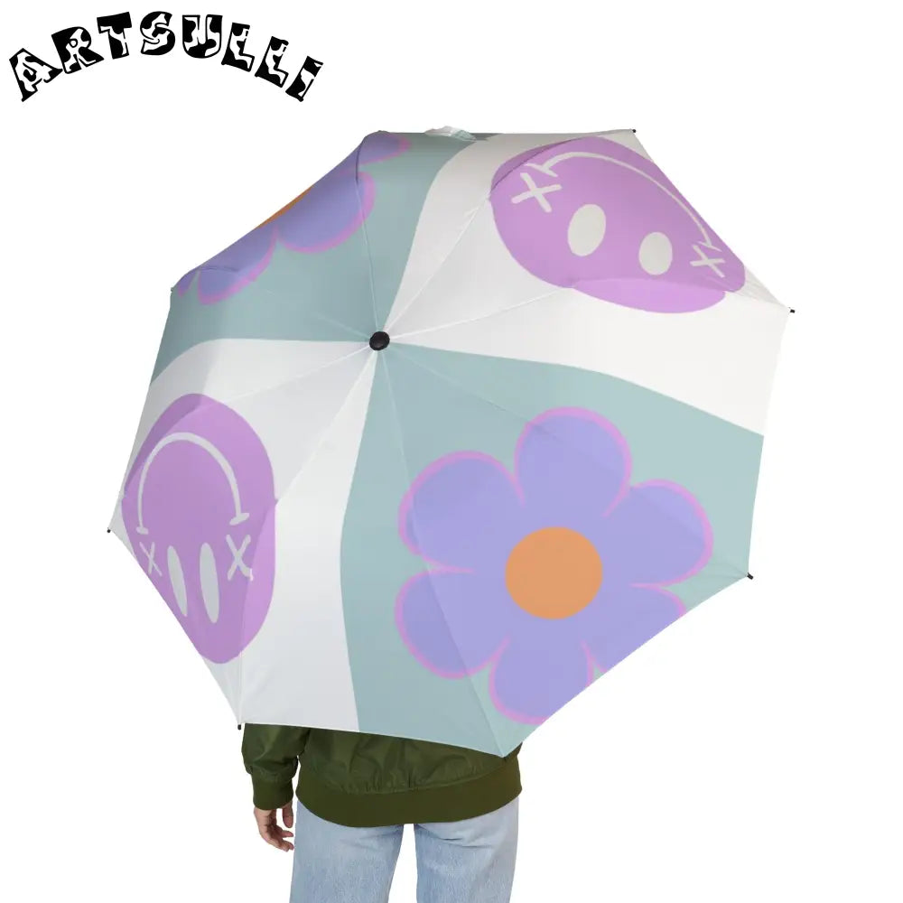 Waterproof Flower Smiley Umbrella, Artsulli - Art is Long, Life is Short, Accessories, , , , , , , 