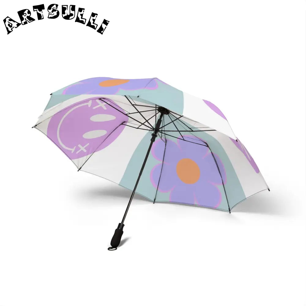 Waterproof Flower Smiley Umbrella, Artsulli - Art is Long, Life is Short, Accessories, , , , , , , 