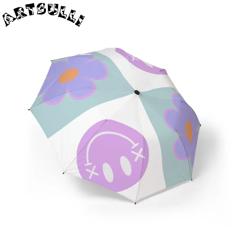 Waterproof Flower Smiley Umbrella, Artsulli - Art is Long, Life is Short, Accessories, Size, One size, , , , , 10867544386073
