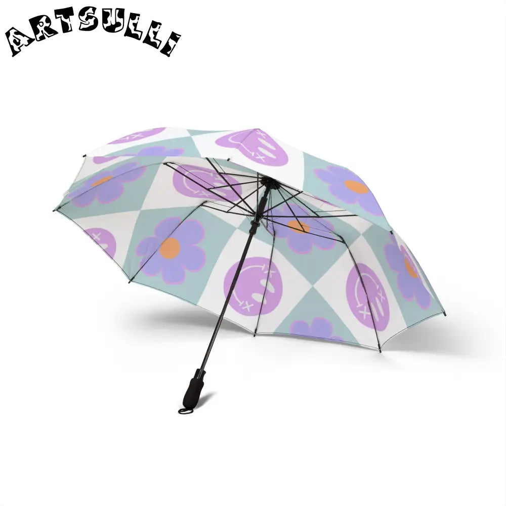 Waterproof Flower x Smiley Checkerboard Umbrella, Artsulli - Art is Long, Life is Short, Accessories, , , , , , , 