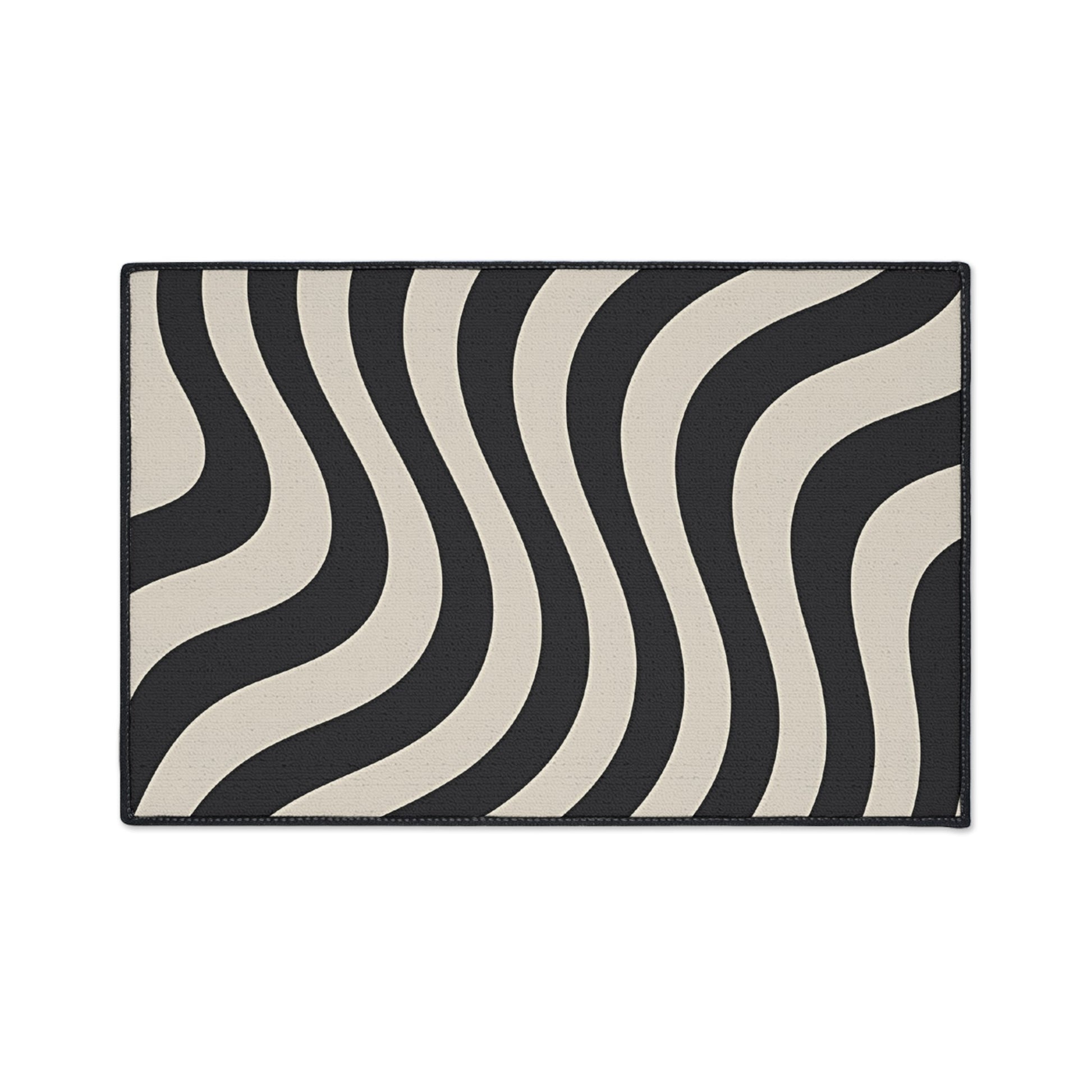 Printify Wavy Black and Cream Striped Area Rug 2025