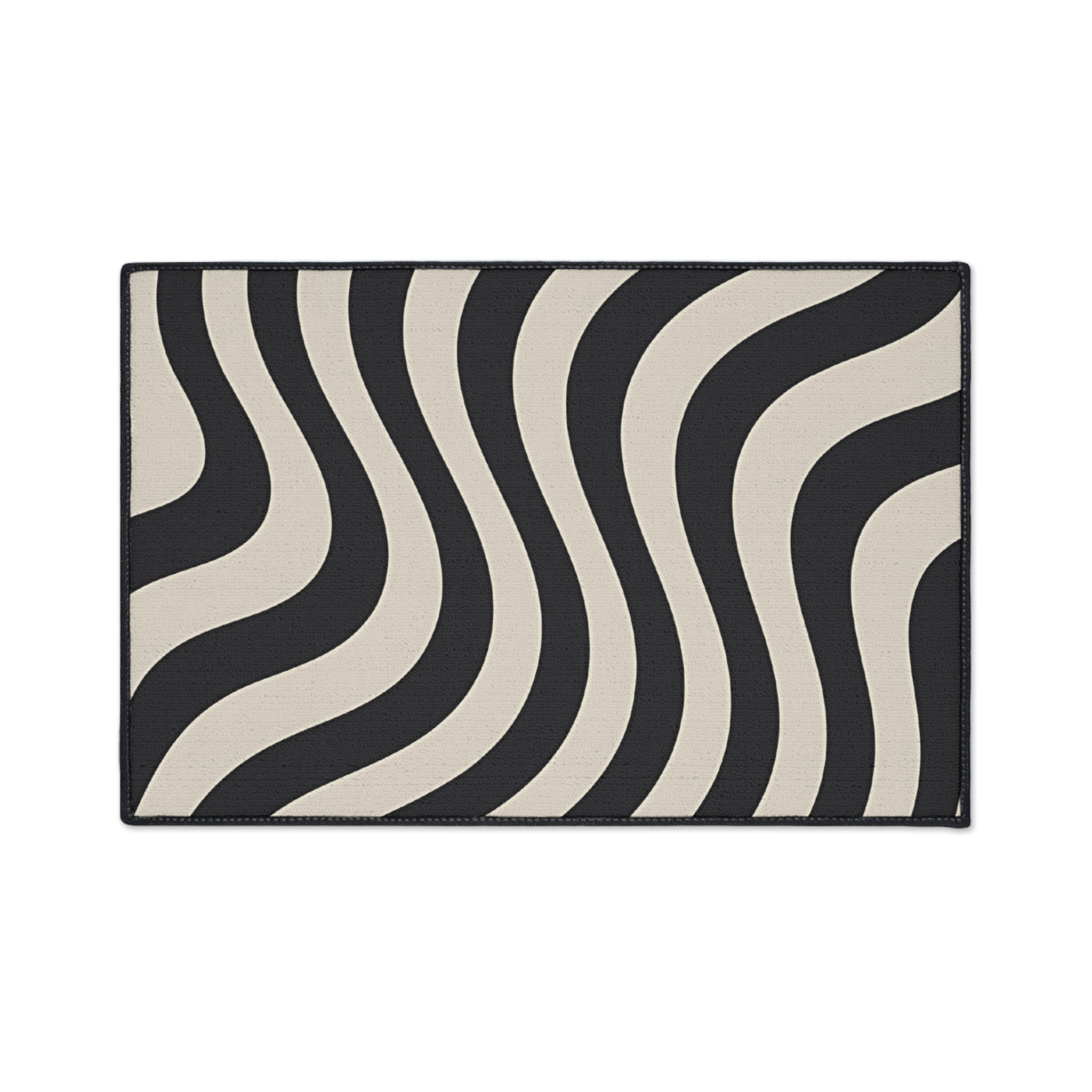 Printify Wavy Black and Cream Striped Area Rug 2025