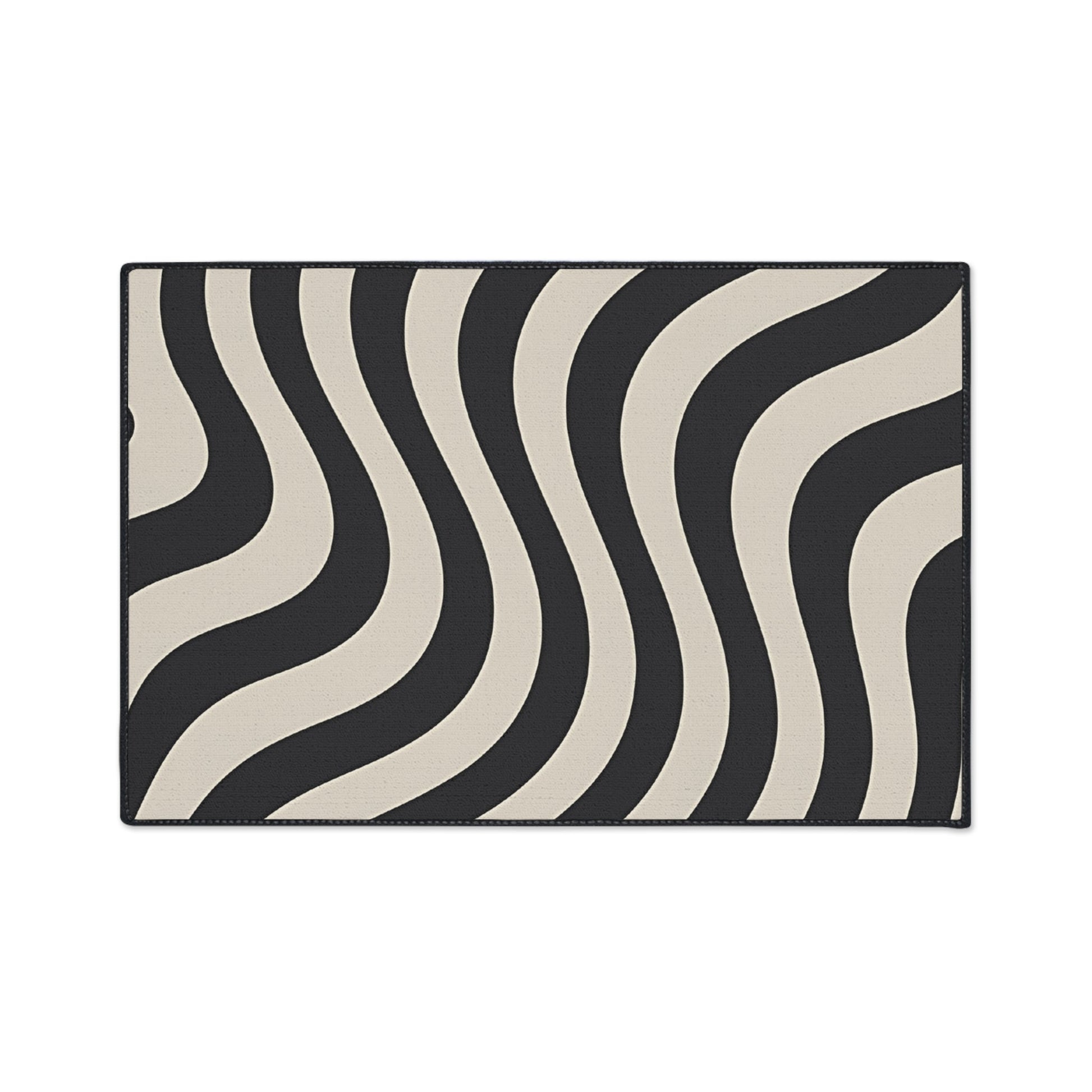 Printify Wavy Black and Cream Striped Area Rug 2025