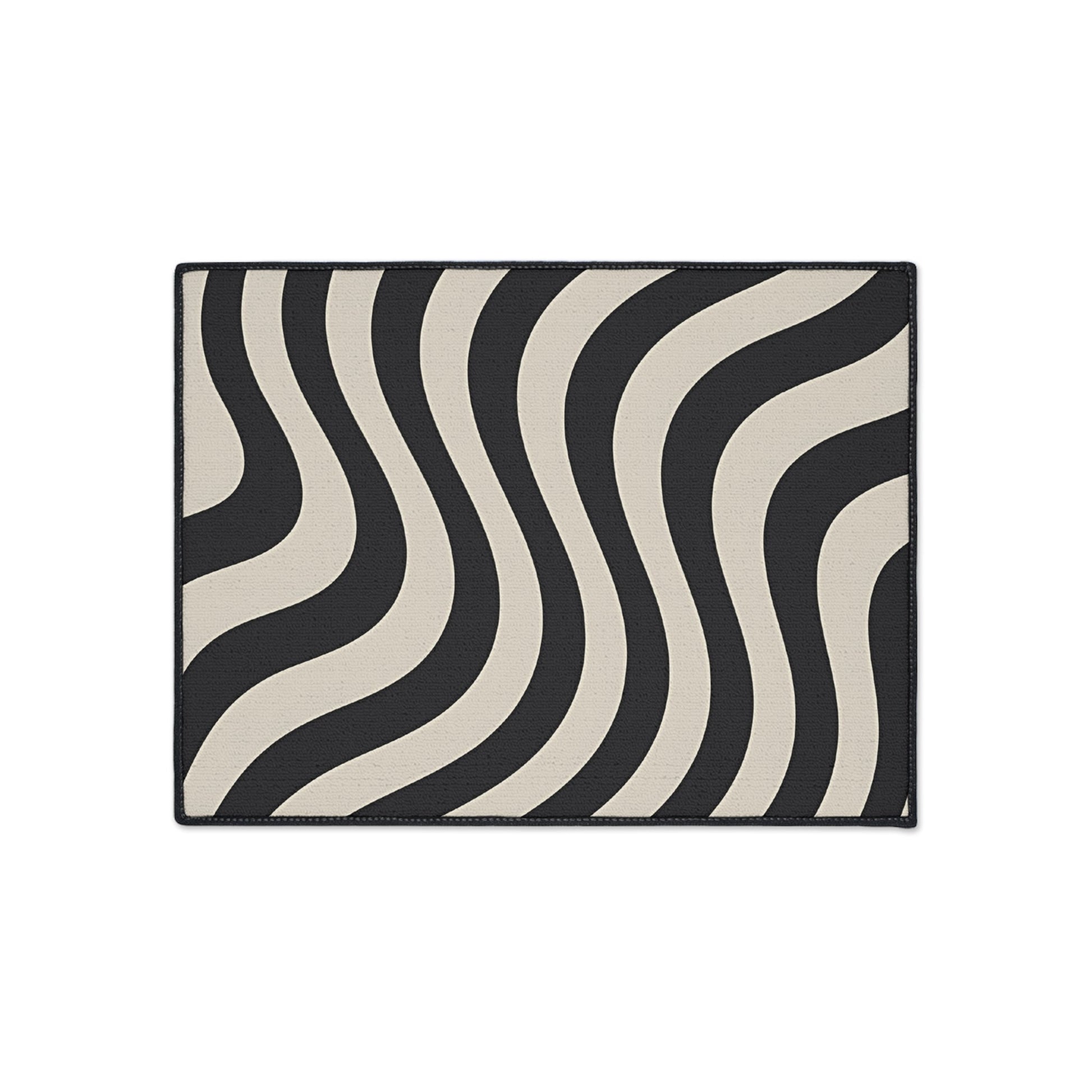 Printify Wavy Black and Cream Striped Area Rug 2025