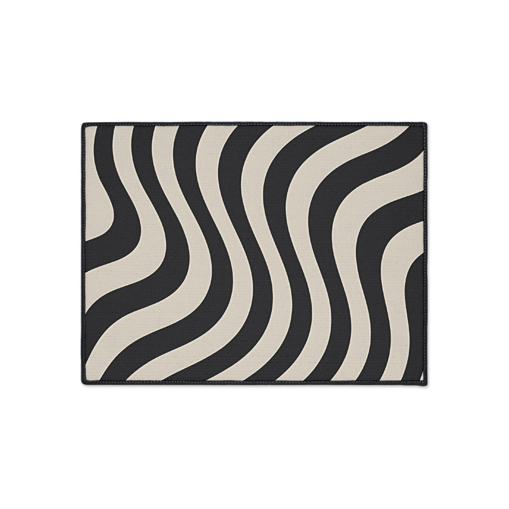 Printify Wavy Black and Cream Striped Area Rug 2025