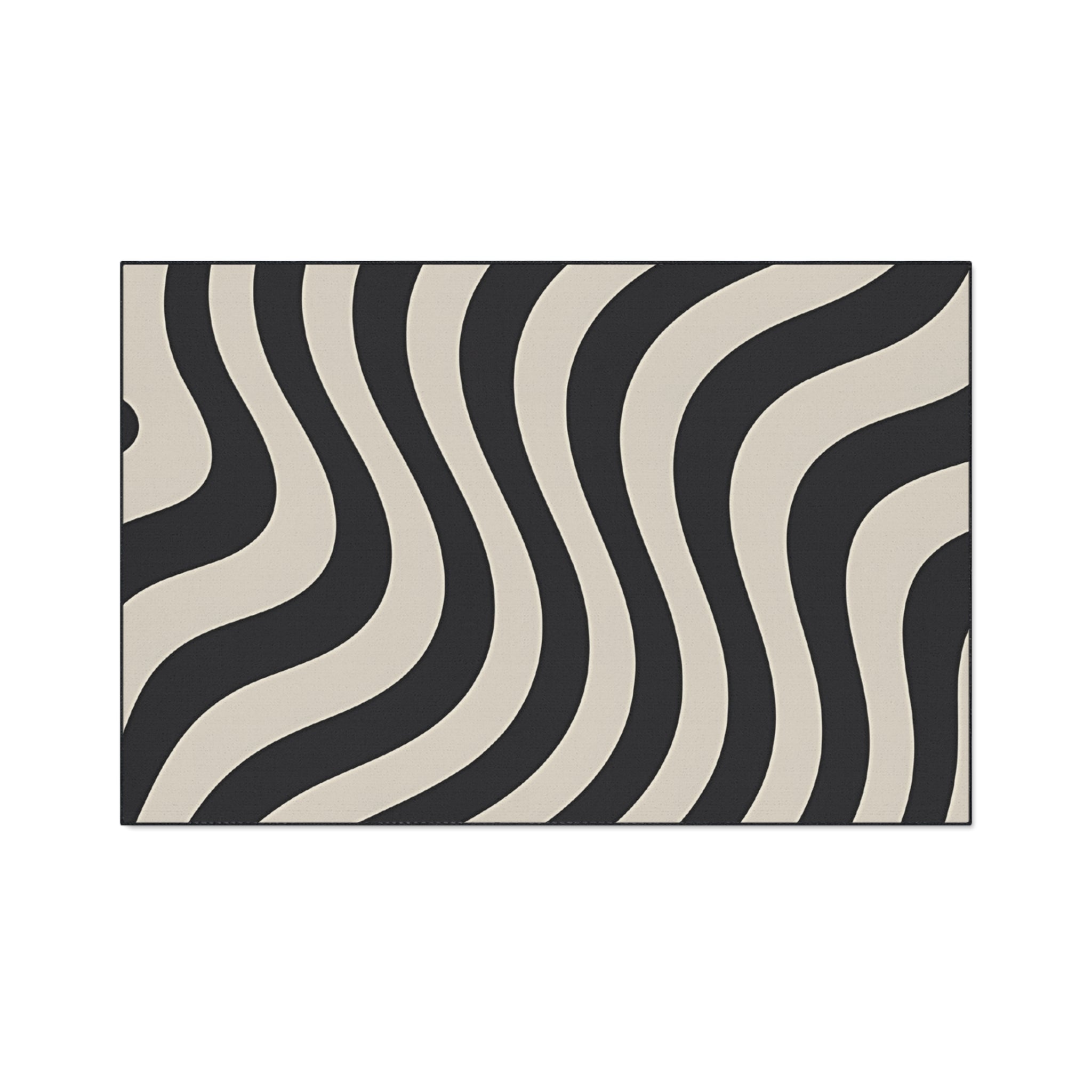 Printify Wavy Black and Cream Striped Area Rug 2025