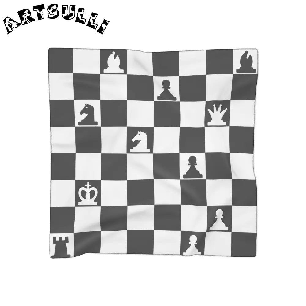 Wavy Chess Board Sheer Scarf, Artsulli - Art is Long, Life is Short, Accessories, Color, Poly voile, Size, 50" × 50", , , 11310599559557201390