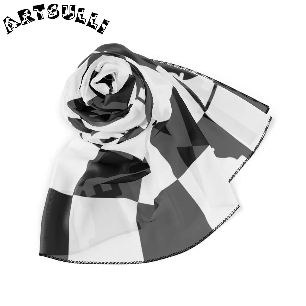 Wavy Chess Board Sheer Scarf, Artsulli - Art is Long, Life is Short, Accessories, , , , , , , 