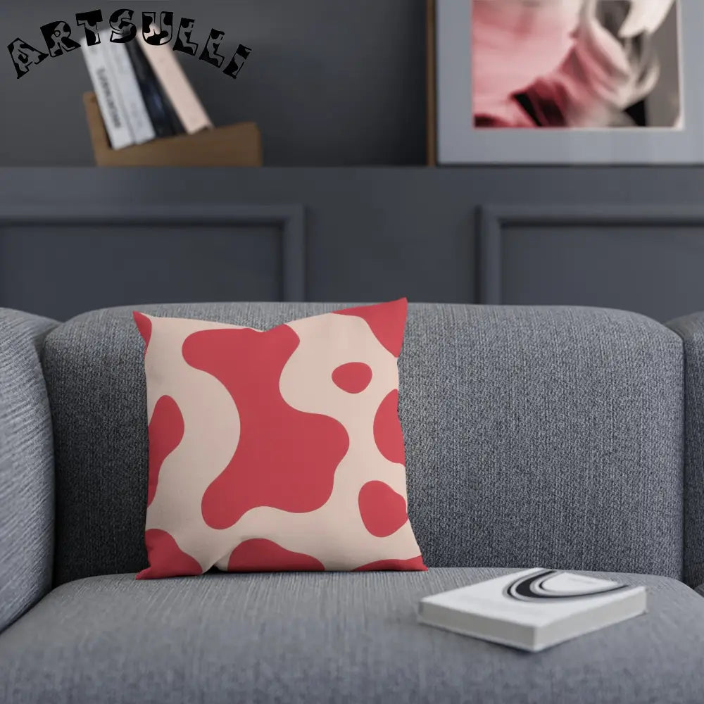 Wavy Red and Beige Illustration Printed Throw Pillow, Artsulli - Art is Long, Life is Short, Home Decor, , , , , , , 