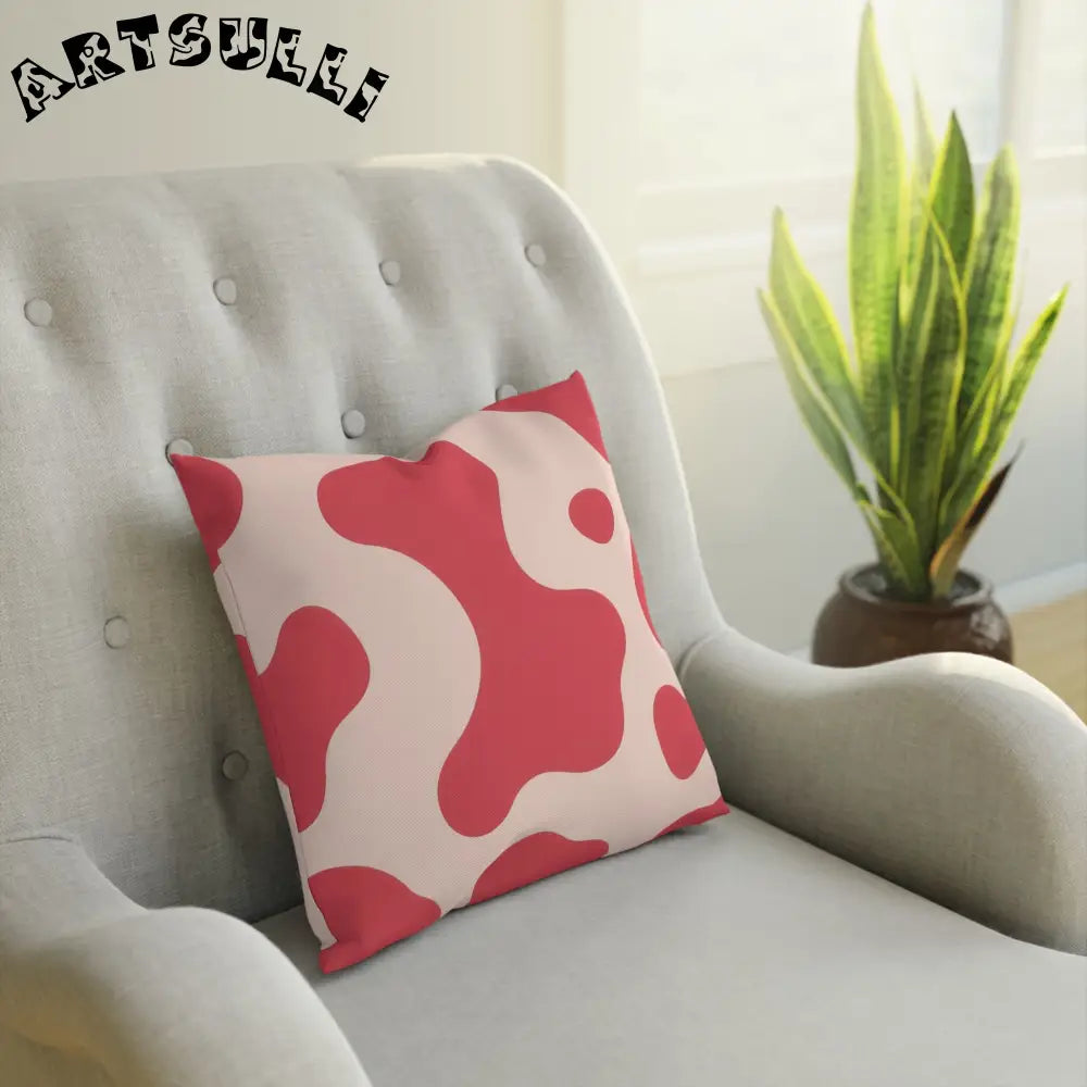 Wavy Red and Beige Illustration Printed Throw Pillow, Artsulli - Art is Long, Life is Short, Home Decor, , , , , , , 