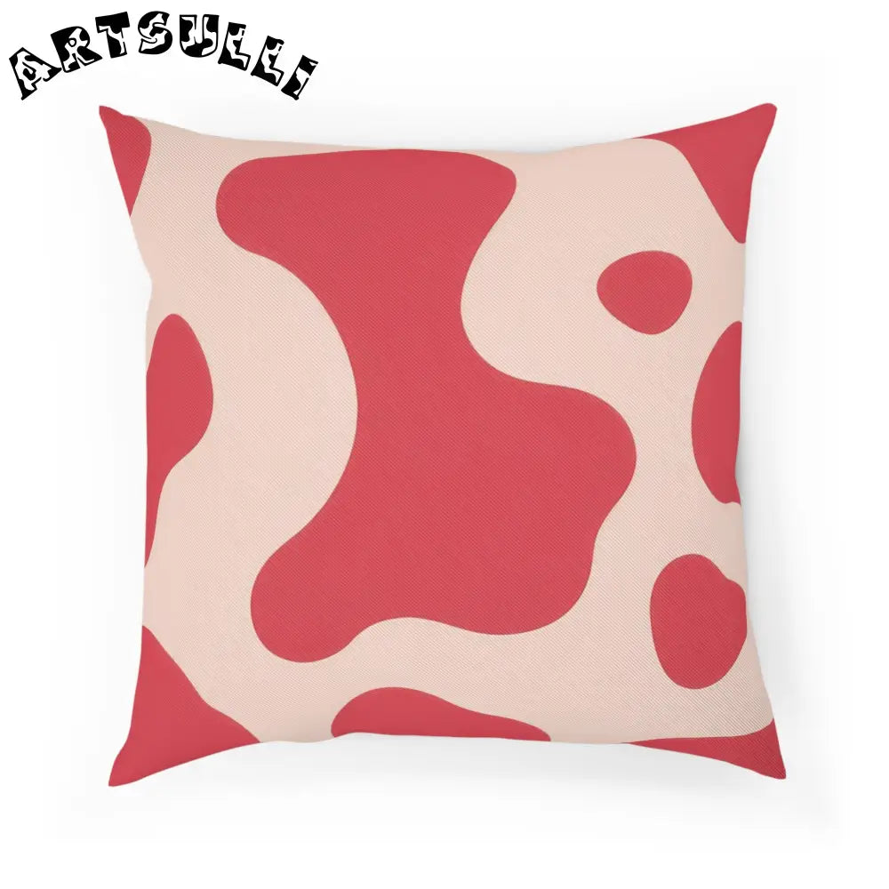Wavy Red and Beige Illustration Printed Throw Pillow, Artsulli - Art is Long, Life is Short, Home Decor, Size, 18.1" × 18.1", , , , , 17104235890376882700