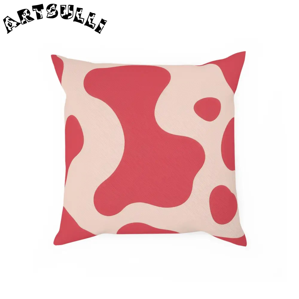 Wavy Red and Beige Illustration Printed Throw Pillow, Artsulli - Art is Long, Life is Short, Home Decor, Size, 15.7" × 15.7", , , , , 21113148070142963018