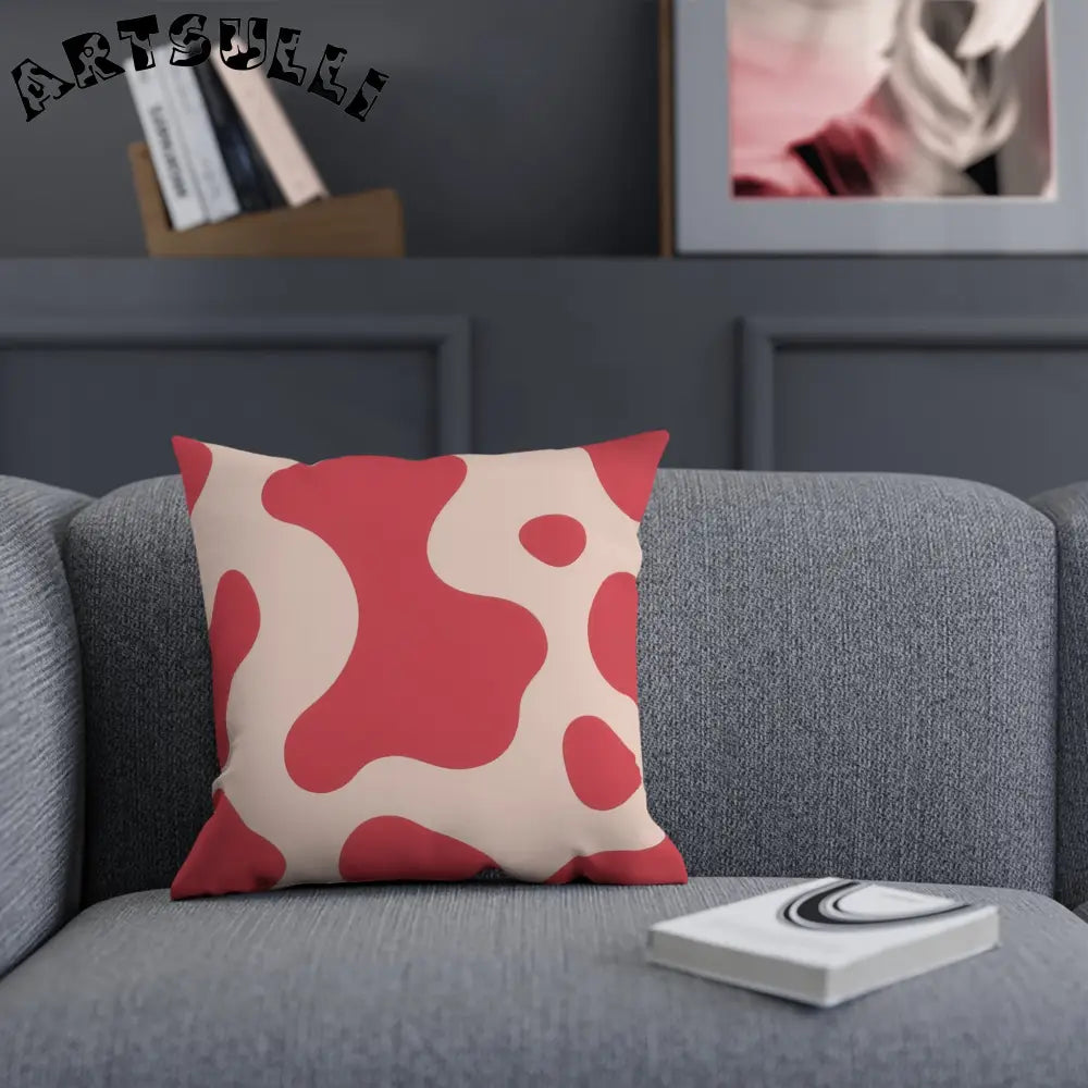 Wavy Red and Beige Illustration Printed Throw Pillow, Artsulli - Art is Long, Life is Short, Home Decor, , , , , , , 