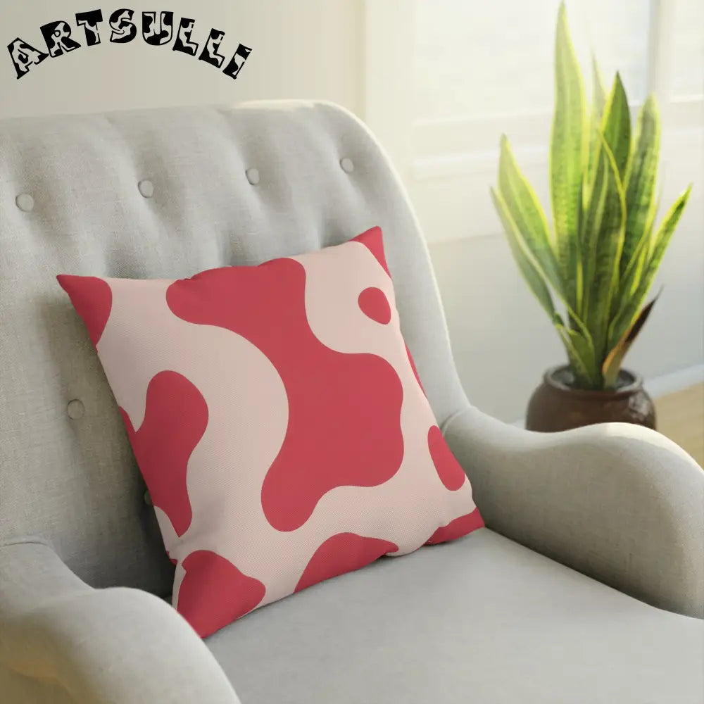 Wavy Red and Beige Illustration Printed Throw Pillow, Artsulli - Art is Long, Life is Short, Home Decor, , , , , , , 