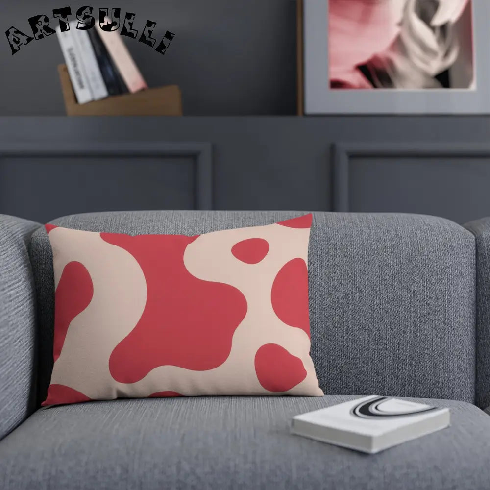 Wavy Red and Beige Illustration Printed Throw Pillow, Artsulli - Art is Long, Life is Short, Home Decor, , , , , , , 