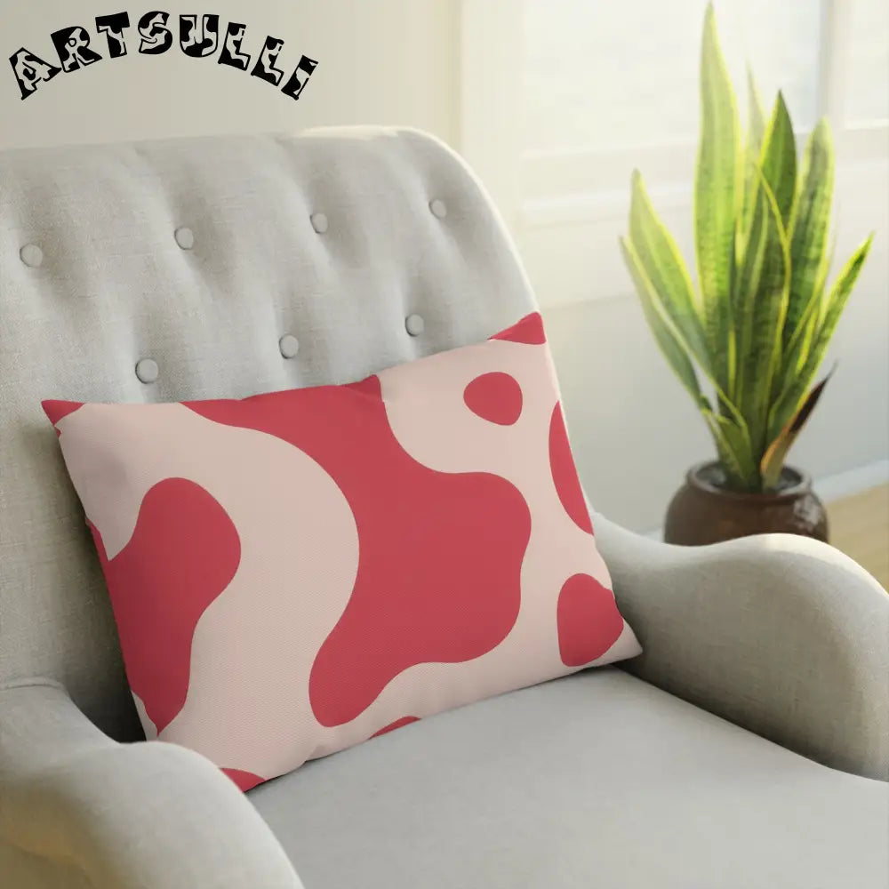 Wavy Red and Beige Illustration Printed Throw Pillow, Artsulli - Art is Long, Life is Short, Home Decor, , , , , , , 
