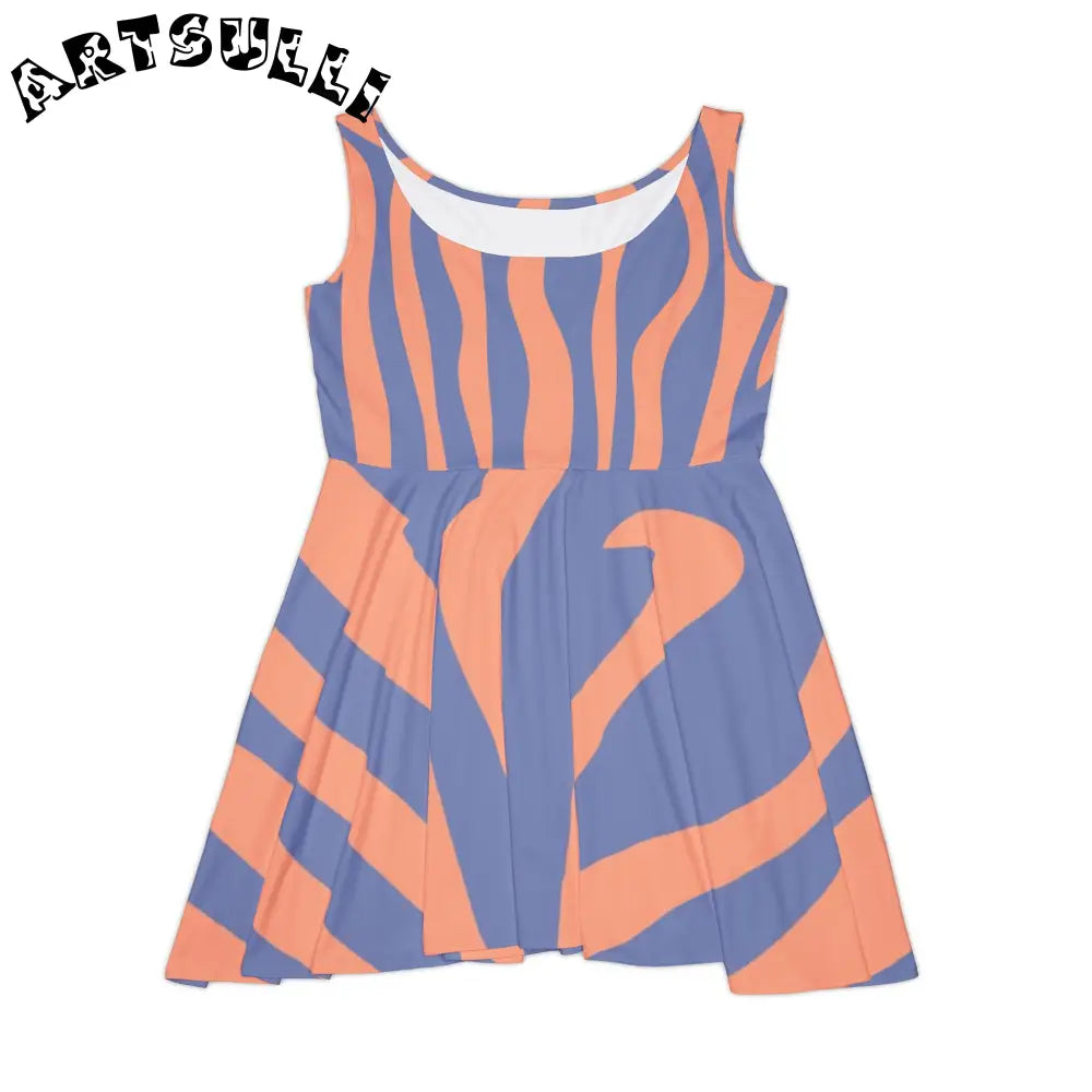Wavy Stripe Custom Skater Dress, Artsulli - Art is Long, Life is Short, All Over Prints, Size, XS, , , , , 74899397514457