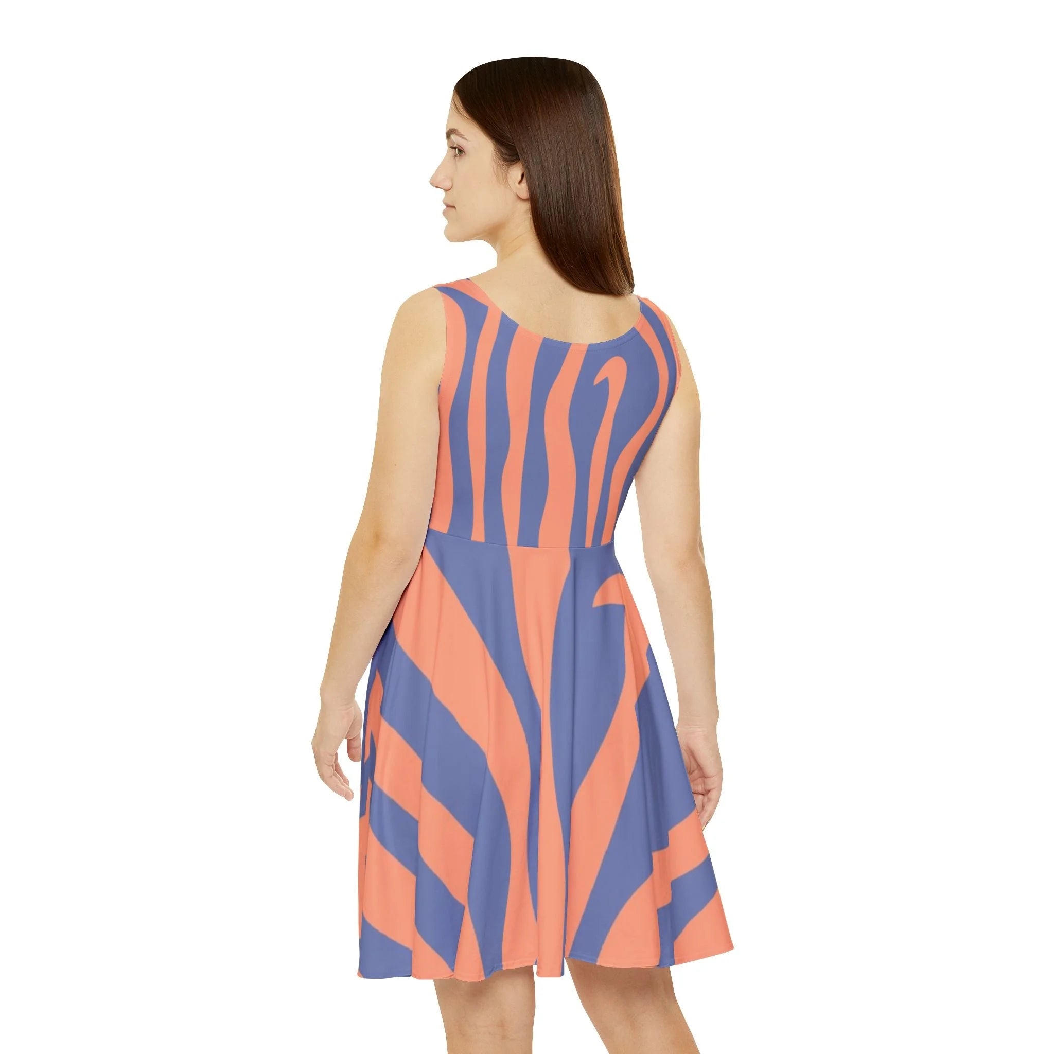 Wavy Stripe Custom Skater Dress, Artsulli - Art is Long, Life is Short, All Over Prints, , , , , , , 