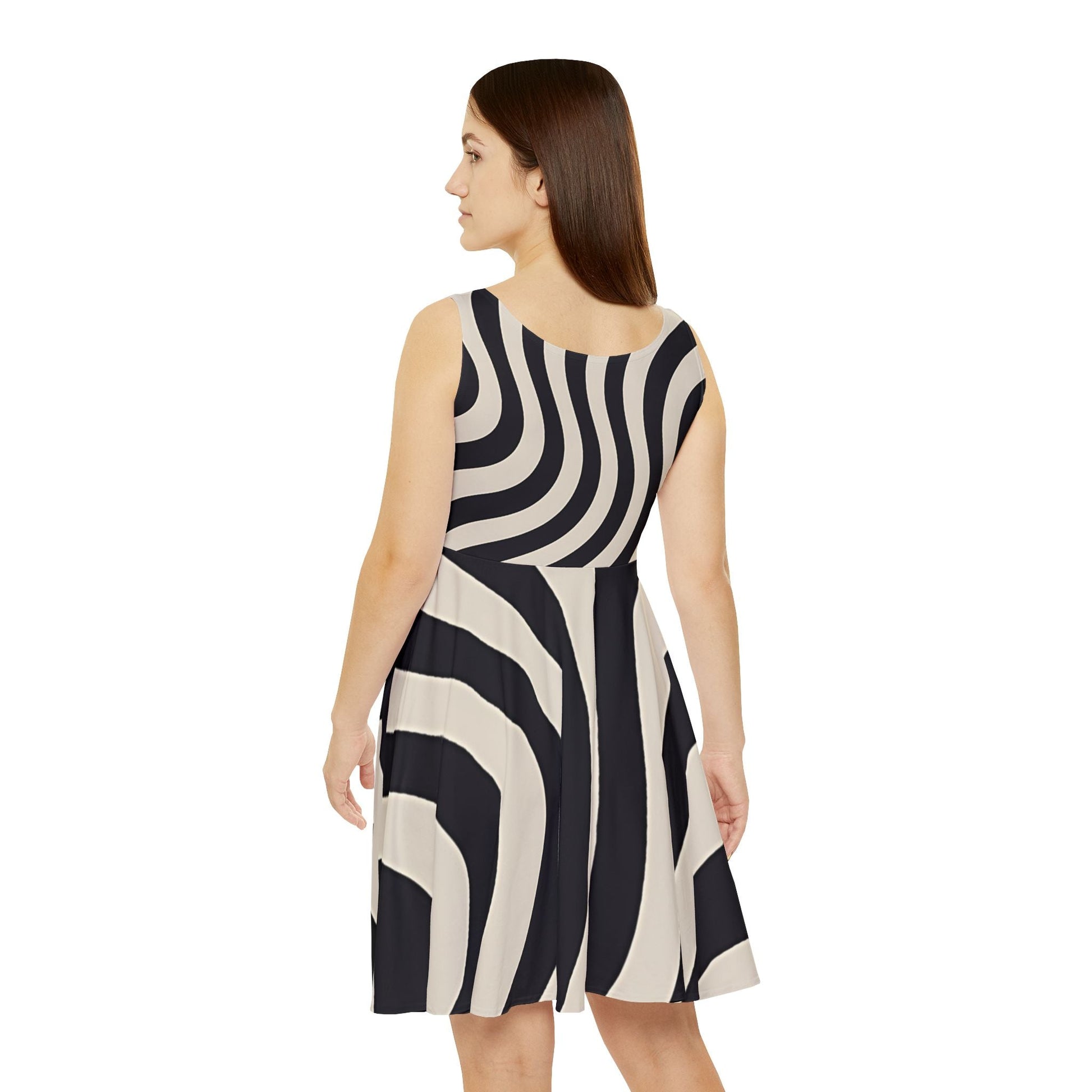 Wavy Stripe Skater Dress, Artsulli - Art is Long, Life is Short, All Over Prints, , , , , , , 