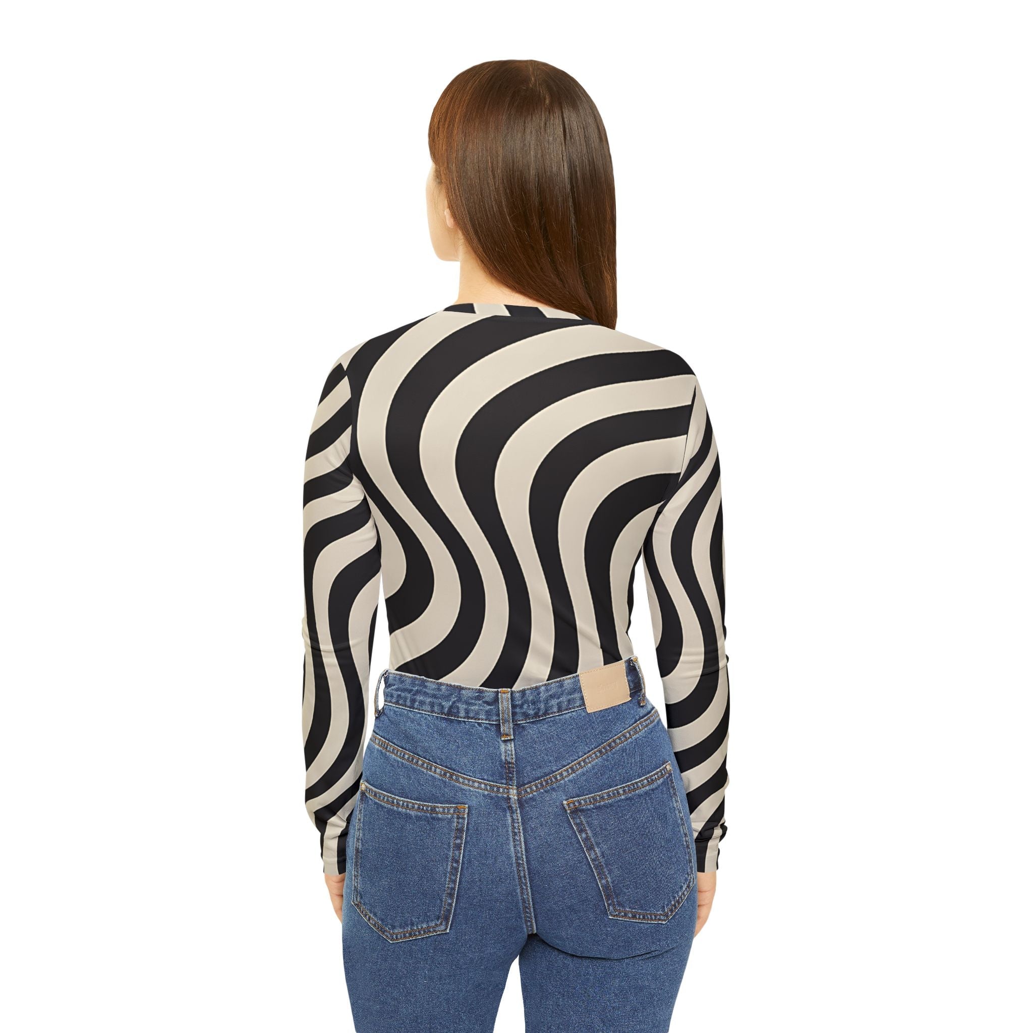 Wavy Stripe V-Neck Long Sleeve Shirt, Artsulli - Art is Long, Life is Short, All Over Prints, , , , , , , 