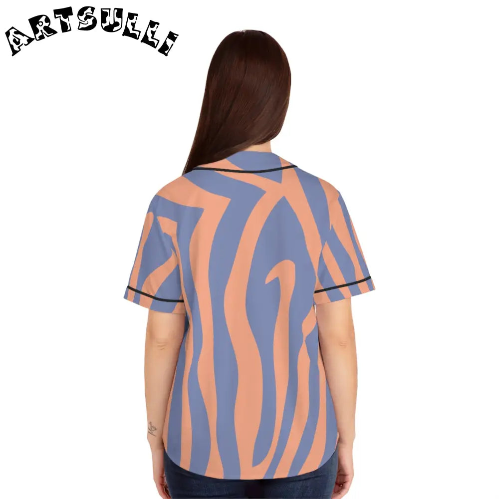 Wavy Stripe Womens AOP Baseball Jersey, Artsulli - Art is Long, Life is Short, All Over Prints, , , , , , , 